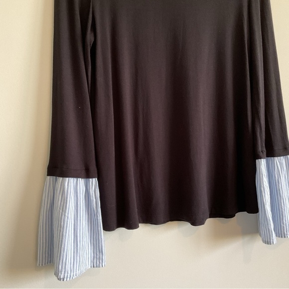 Abound Boat Neck, Bell Striped Sleeve Long Sleeve Shirt. Size XS. Soft Fabric - Picture 4 of 12